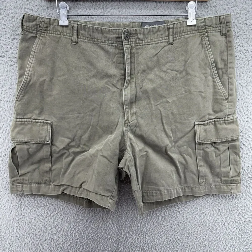 Eddie Bauer Mens 40 Green Canvas Cargo Hiking Shorts High Rise 7